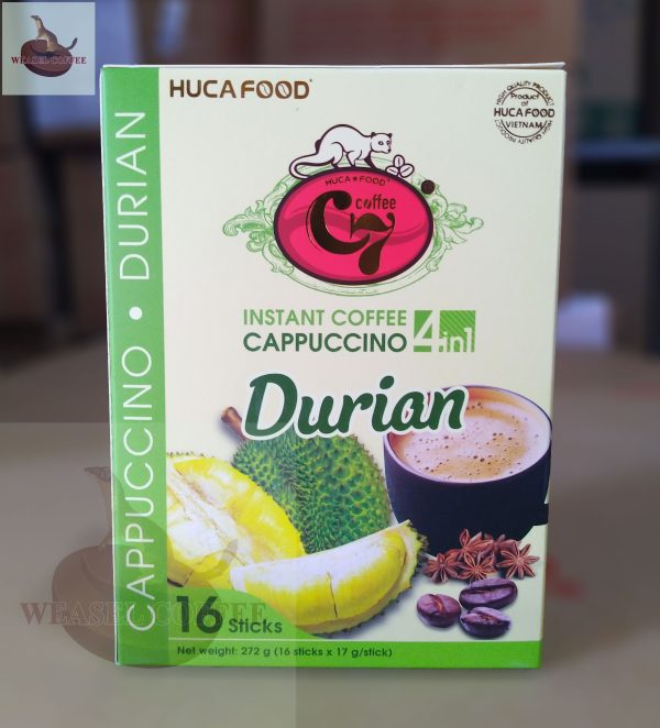 Cà phê Hoà Tan Vị Sầu Riêng - Hộp 18 gói x 17g