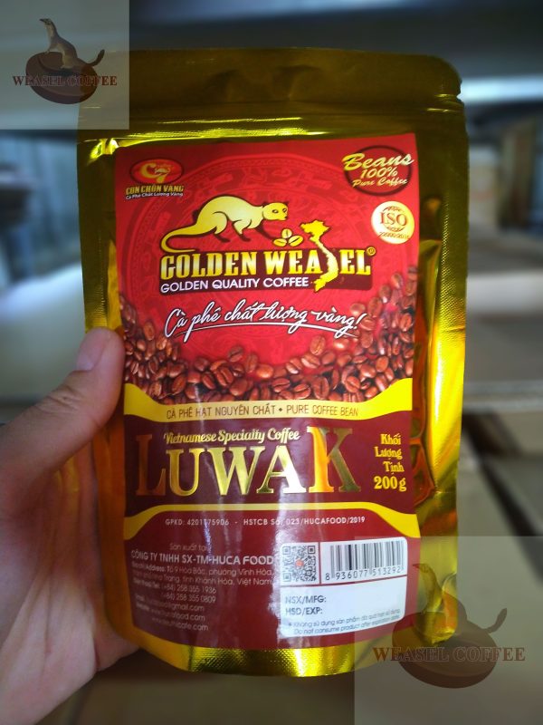 Cà phê chồn Luwak rang mộc ( Túi Zip 200g Hạt )