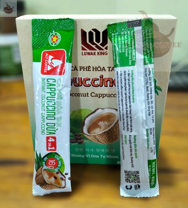 5 Cà phê hòa tan dừa Luwak King - Hộp 12 gói x 16g