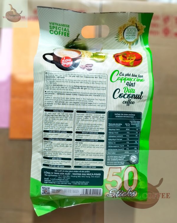 Cà phê hoà tan Cappuccino Dừa - Túi 50 gói x 17g