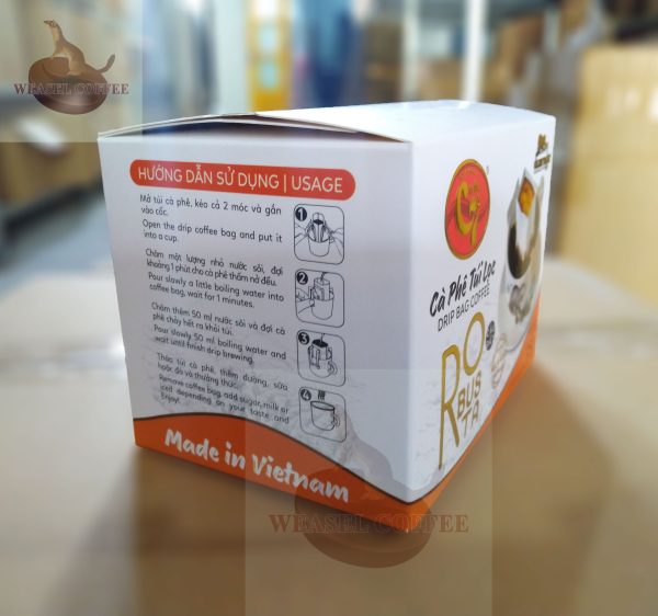 Cà phê Robusta túi lọc ( phin giấy ) - Hộp 12 gói x 12,5g