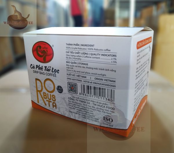 Cà phê Robusta túi lọc ( phin giấy ) - Hộp 12 gói x 12,5g