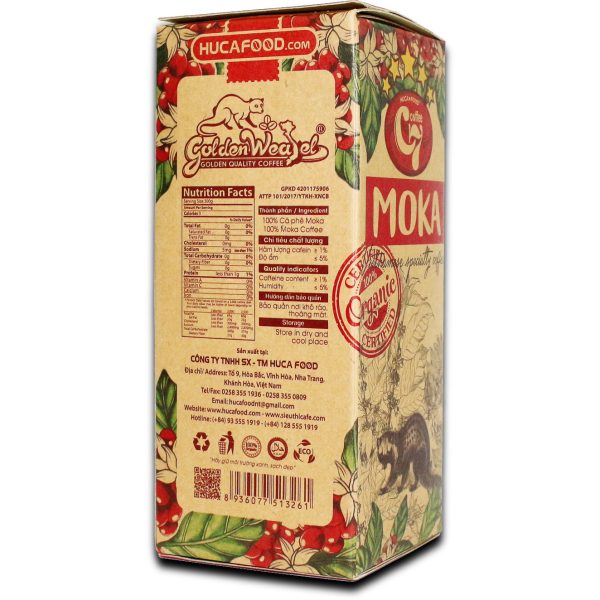 moka-1 Cà Phê Moka Nguyên Chất Hương Chồn 350g - Hộp Kraft Kính
