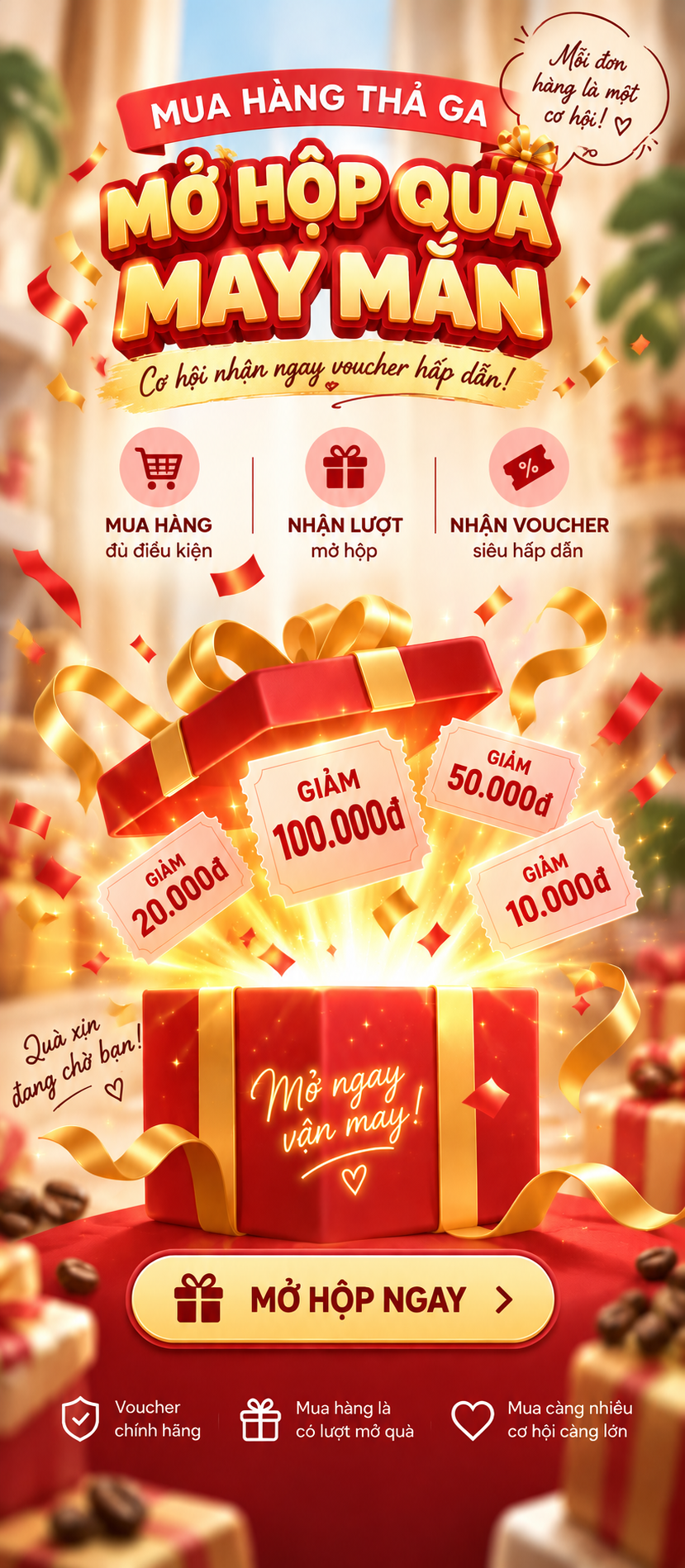 Mở hộp quà may mắn